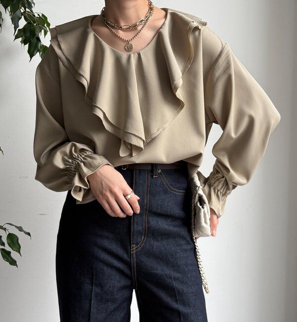  「【WEB限定】ピコフリルカラーブラウス」|シャツ・ブラウス|