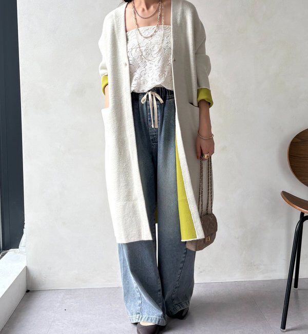  「ダブルフェイスニットガウン」|カーディガン|