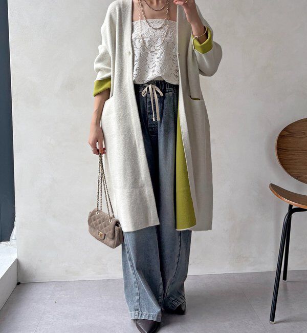  「ダブルフェイスニットガウン」|カーディガン|