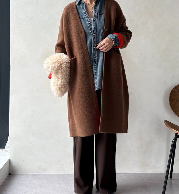  「ダブルフェイスニットガウン」|カーディガン|