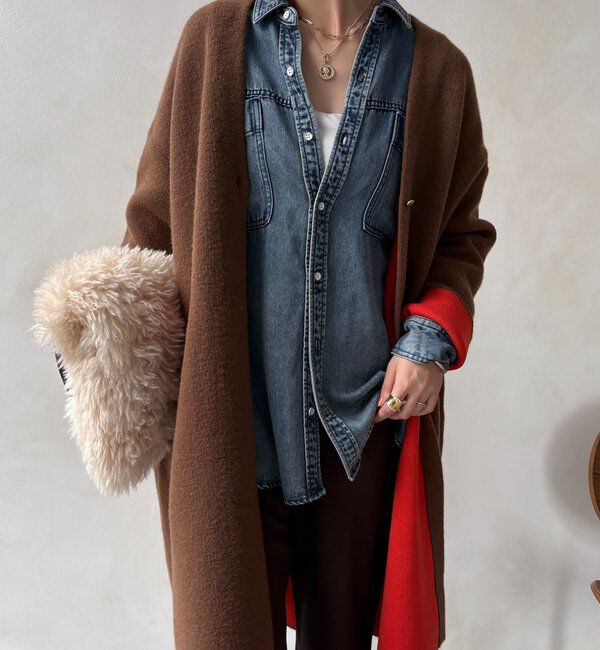  「ダブルフェイスニットガウン」|カーディガン|