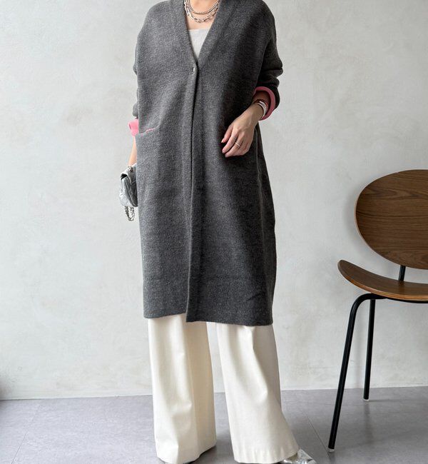  「ダブルフェイスニットガウン」|カーディガン|