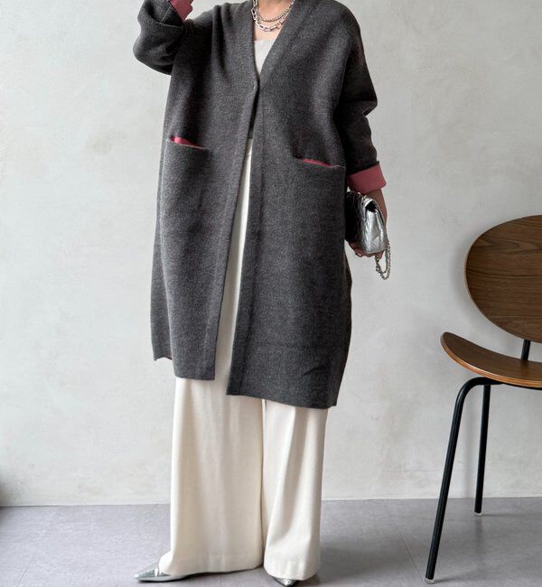  「ダブルフェイスニットガウン」|カーディガン|