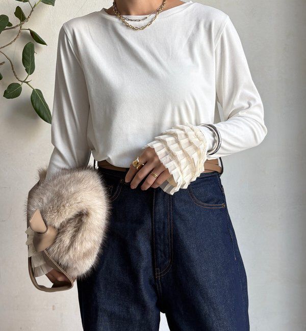  「袖フリルトップス」|Tシャツ・カットソー|