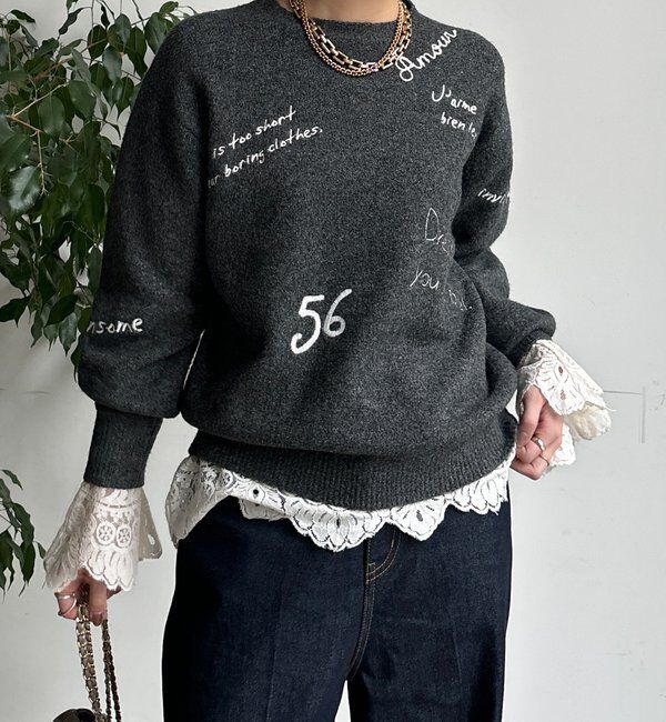  「【WEB限定】レタリング刺繍プルオーバー」|ニット・セーター|
