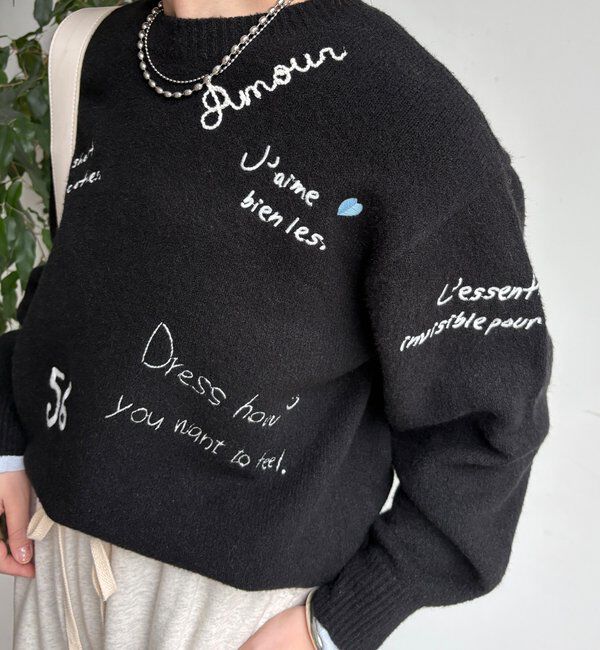  「【WEB限定】レタリング刺繍プルオーバー」|ニット・セーター|