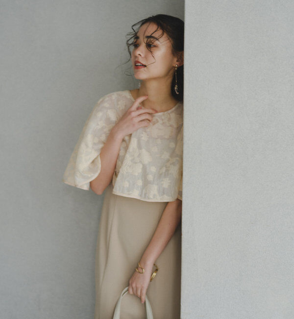  「【オケージョンドレス/結婚式】Cape layerd bare dress」|ドレス|