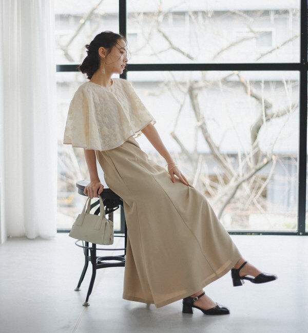  「【オケージョンドレス/結婚式】Cape layerd bare dress」|ドレス|