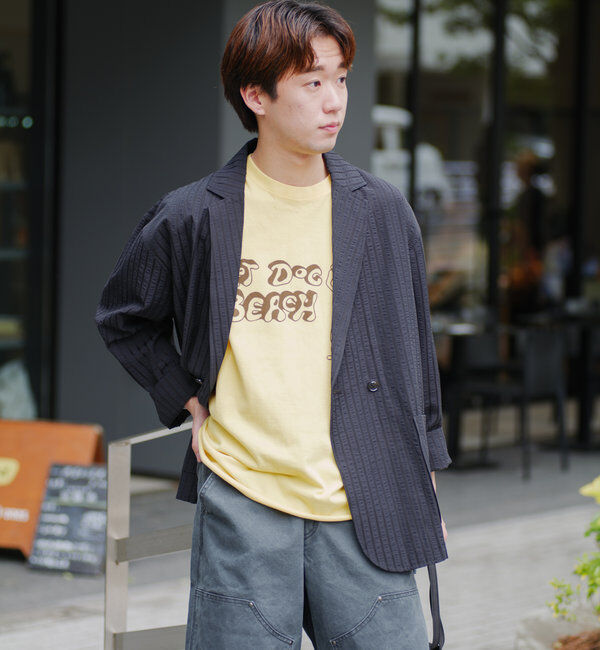  「*【WHIMSIC/SETUP対応】シアサッカーストライプダブルジャケット」|テーラードジャケット|