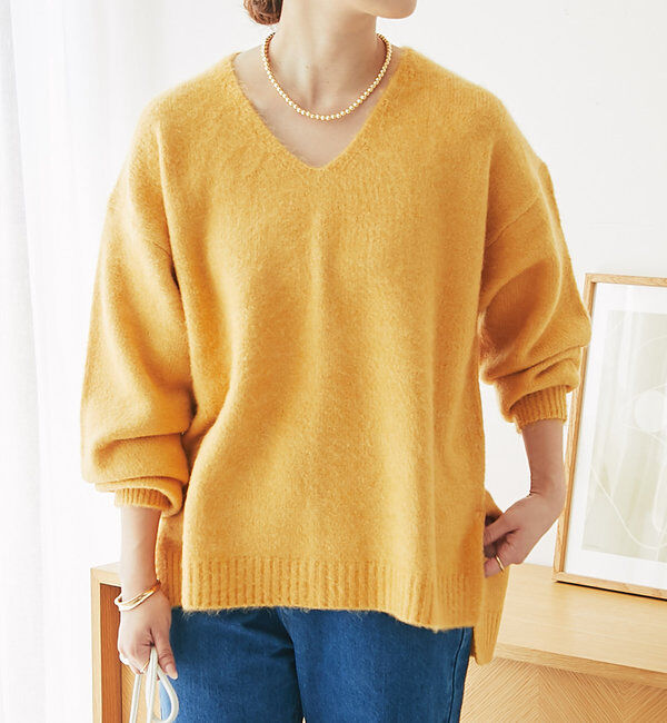  「《柔らかく軽い着心地》ヤクライクVネックニット」|ニット・セーター|
