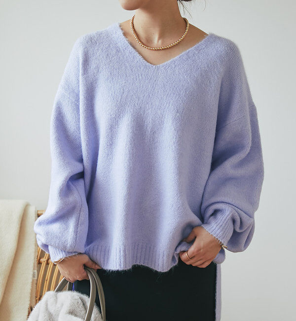  「《柔らかく軽い着心地》ヤクライクVネックニット」|ニット・セーター|