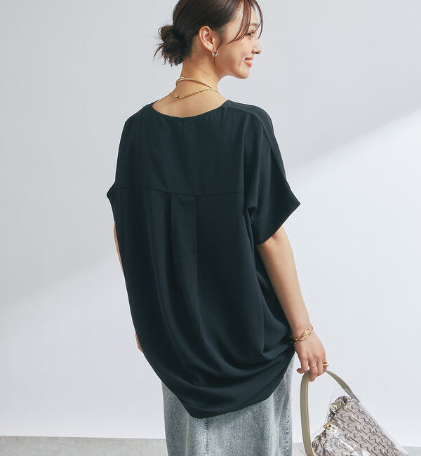  「Vネックライトジョーゼット半袖T」|Tシャツ・カットソー|