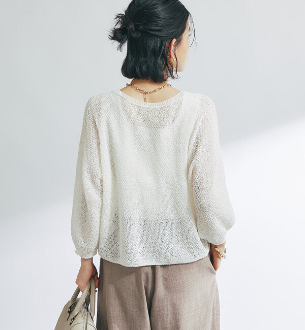  「《軽量・通気性・吸水速乾性》イージーケア和紙ニットカーディガン」|ニット・セーター|