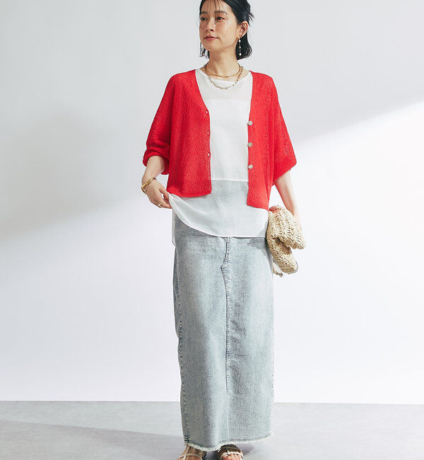  「《軽量・通気性・吸水速乾性》イージーケア和紙ニットカーディガン」|ニット・セーター|