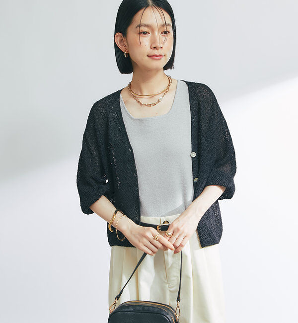  「《軽量・通気性・吸水速乾性》イージーケア和紙ニットカーディガン」|ニット・セーター|