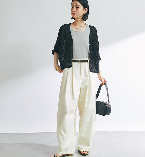  「《軽量・通気性・吸水速乾性》イージーケア和紙ニットカーディガン」|ニット・セーター|