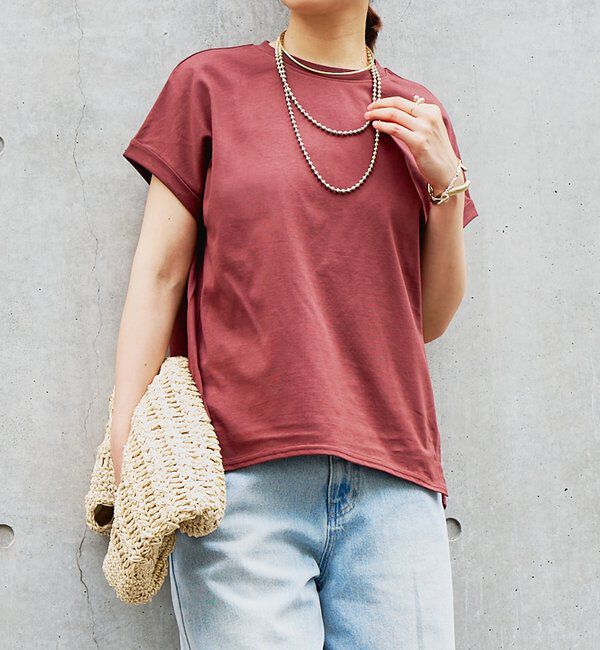  「《吸水速乾・UVカット・夏に快適》汗染み防止ターンバックT」|Tシャツ・カットソー|ブラウン