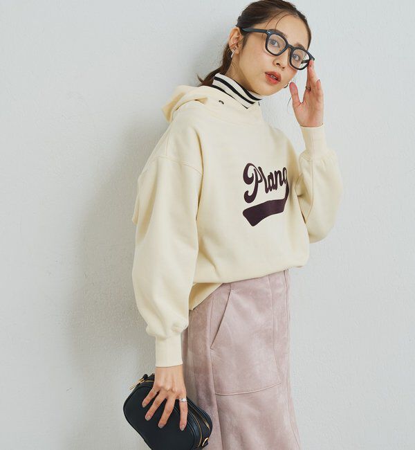  「《大人カジュアルに》裏毛ロゴデザインネックプルオーバー」|Tシャツ・カットソー|