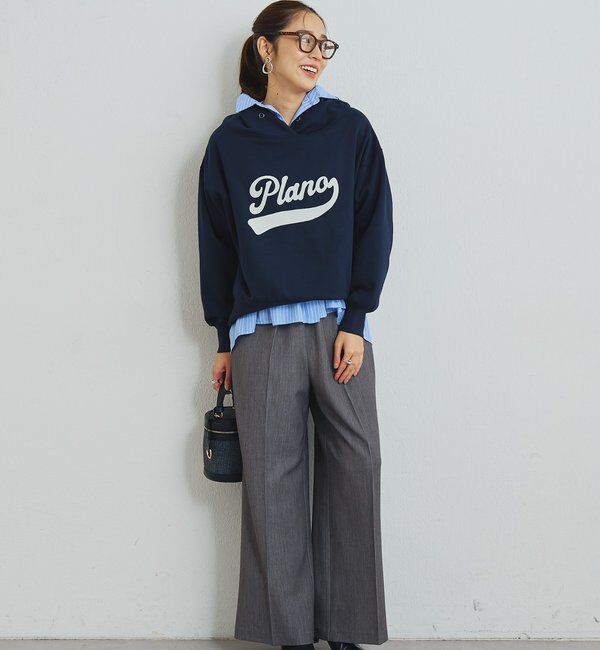  「《大人カジュアルに》裏毛ロゴデザインネックプルオーバー」|Tシャツ・カットソー|