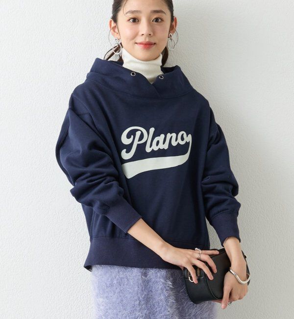  「《大人カジュアルに》裏毛ロゴデザインネックプルオーバー」|Tシャツ・カットソー|