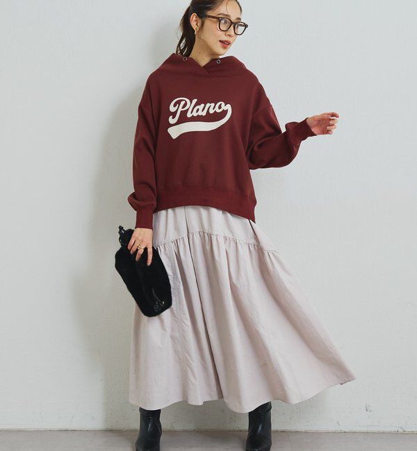  「《大人カジュアルに》裏毛ロゴデザインネックプルオーバー」|Tシャツ・カットソー|