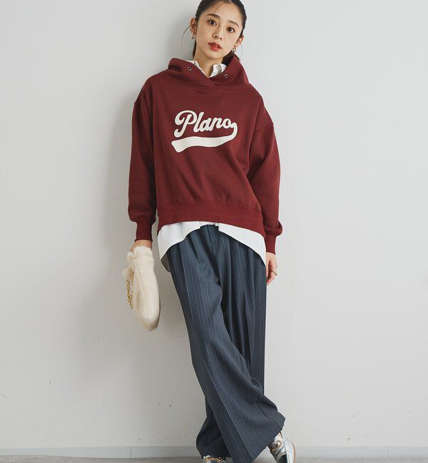  「《大人カジュアルに》裏毛ロゴデザインネックプルオーバー」|Tシャツ・カットソー|