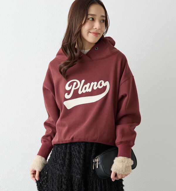  「《大人カジュアルに》裏毛ロゴデザインネックプルオーバー」|Tシャツ・カットソー|