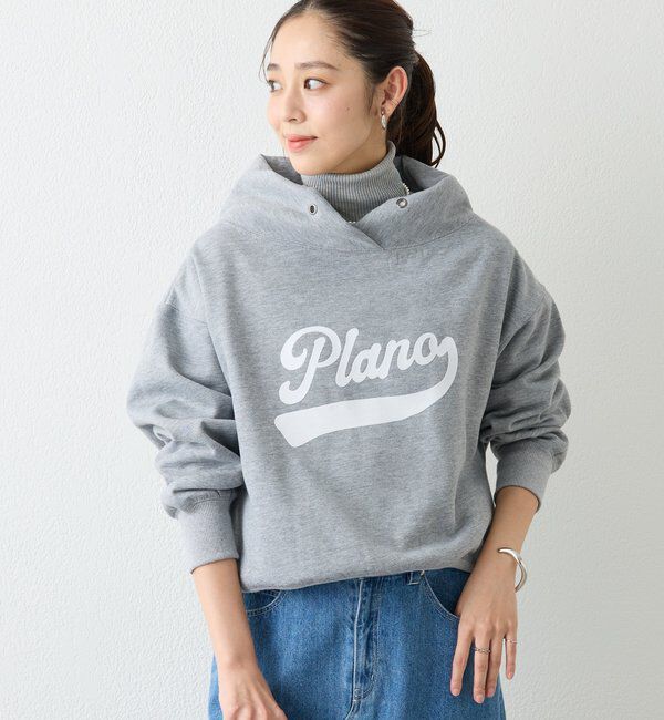  「《大人カジュアルに》裏毛ロゴデザインネックプルオーバー」|Tシャツ・カットソー|