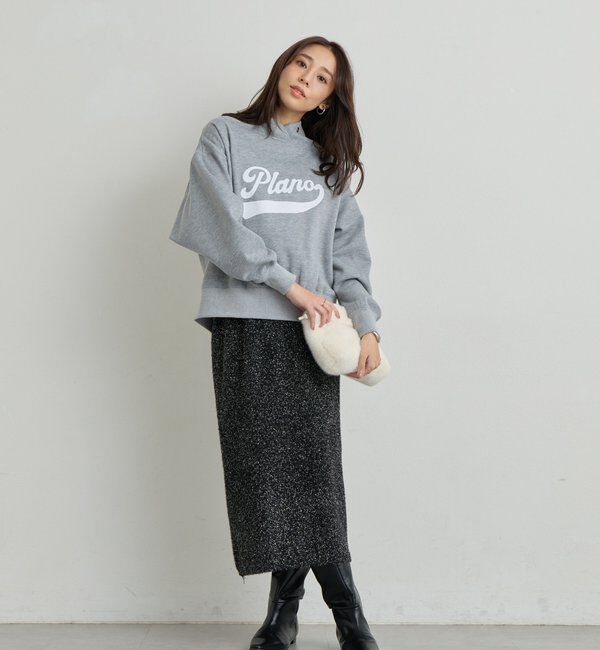  「《大人カジュアルに》裏毛ロゴデザインネックプルオーバー」|Tシャツ・カットソー|