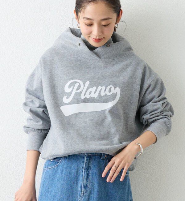  「《大人カジュアルに》裏毛ロゴデザインネックプルオーバー」|Tシャツ・カットソー|