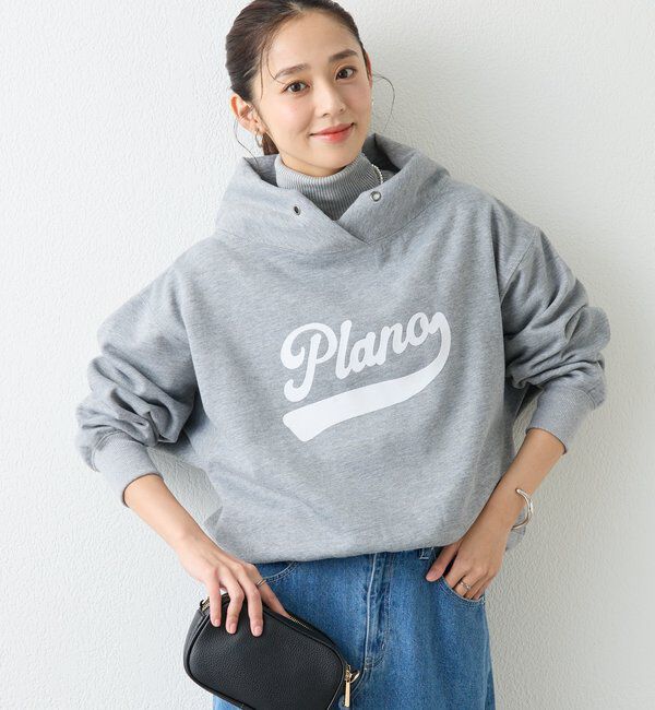  「《大人カジュアルに》裏毛ロゴデザインネックプルオーバー」|Tシャツ・カットソー|