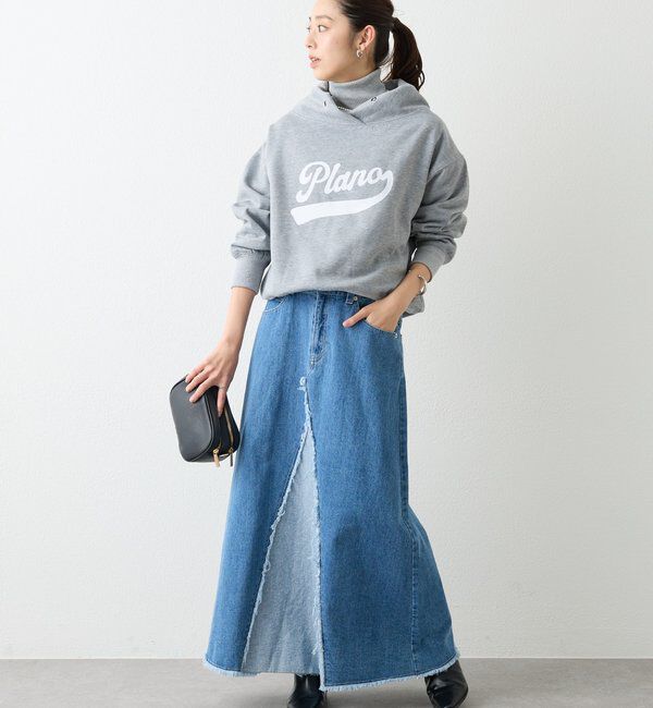  「《大人カジュアルに》裏毛ロゴデザインネックプルオーバー」|Tシャツ・カットソー|