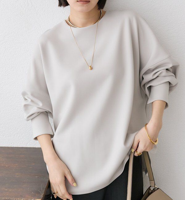  「【楽ちんキレイ】ダンボールポンチョプルオーバー」|Tシャツ・カットソー|グレージュ