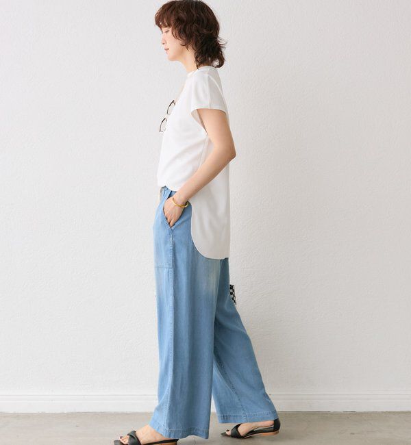  「【セットアップ可】ドレーピーデニムワイドパンツ」|チノ|