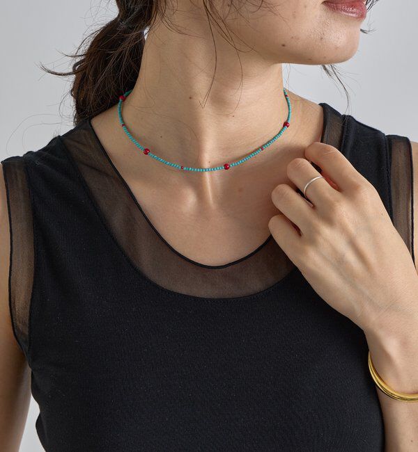  「【華やかな印象に】カラービーズアクセントチョーカー」|ブローチ・コサージュ|ブルー