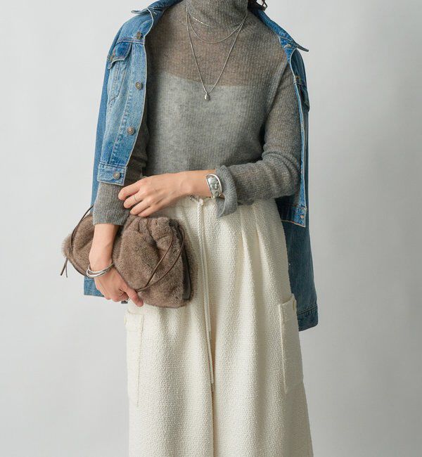  「【柔らかく滑らかな肌触り】カシミヤ混ウールシアータートルニット」|ニット・セーター|