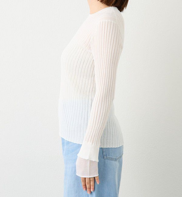  「予約【レイヤード風の袖口】シアーカフスリブニット」|ニット・セーター|