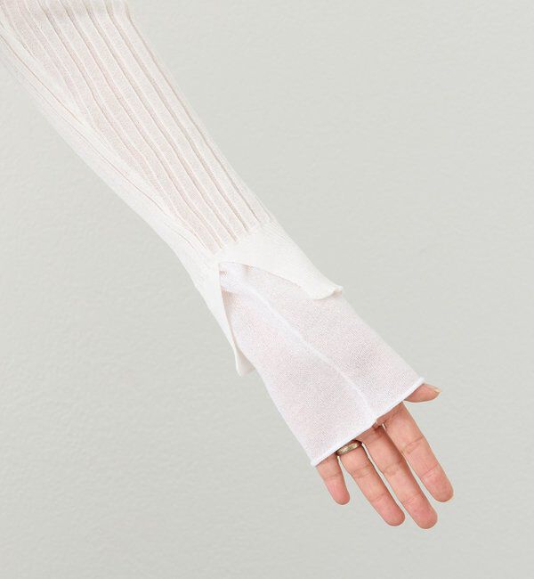  「予約【レイヤード風の袖口】シアーカフスリブニット」|ニット・セーター|