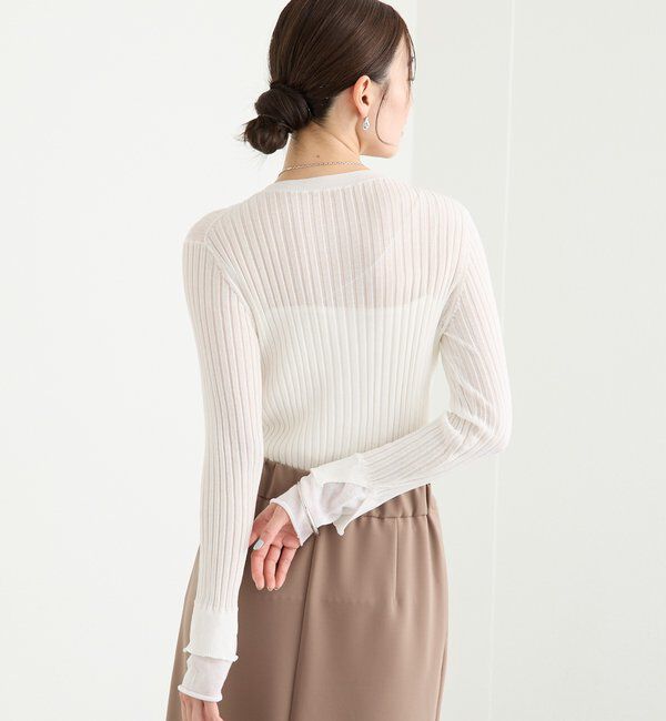  「予約【レイヤード風の袖口】シアーカフスリブニット」|ニット・セーター|