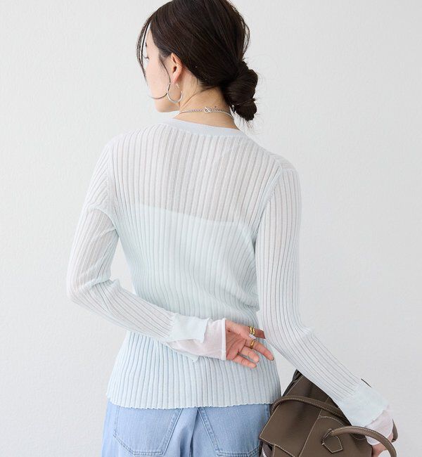  「予約【レイヤード風の袖口】シアーカフスリブニット」|ニット・セーター|