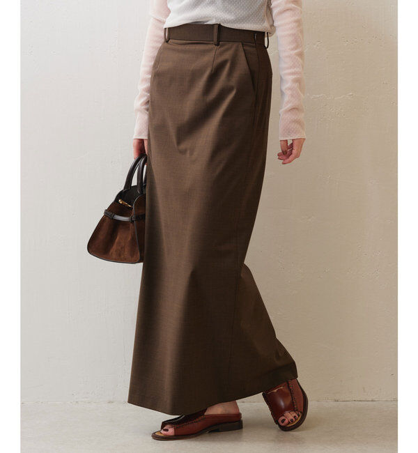  「【セットアップ対応】梳毛タイトスカート」|スカート|ブラウン