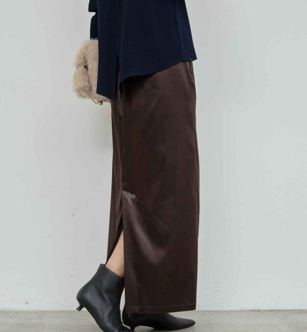  「【手洗い可能】ストレッチサテンタイトスカート」|スカート|