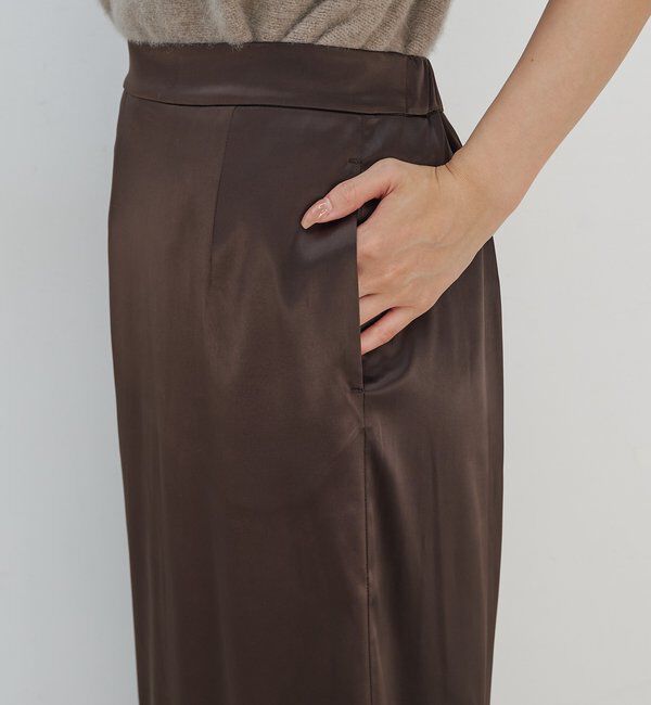  「【手洗い可能】ストレッチサテンタイトスカート」|スカート|