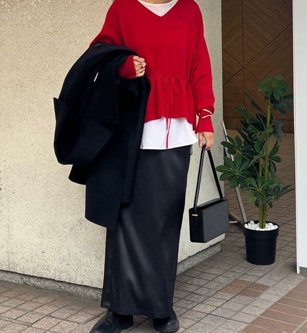  「【手洗い可能】ストレッチサテンタイトスカート」|スカート|