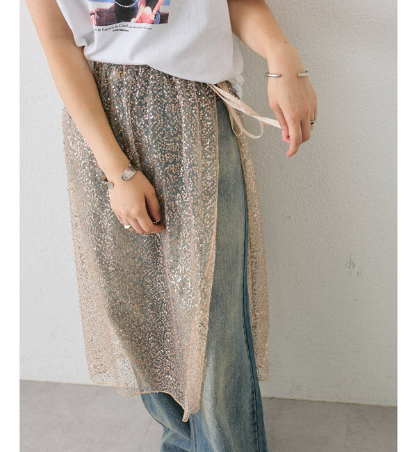  「シャイニーラップスカート」|スカート|ベージュ