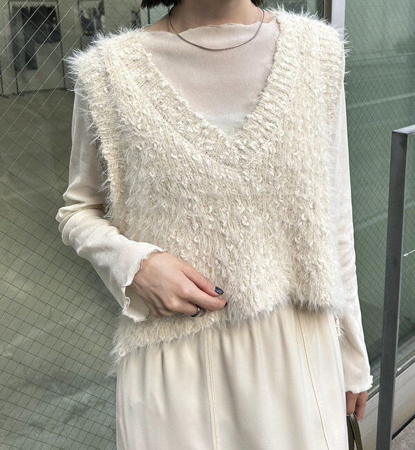  「ラメシャギーニットベスト」|ニット・セーター|