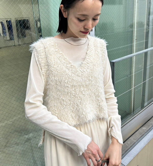  「ラメシャギーニットベスト」|ニット・セーター|