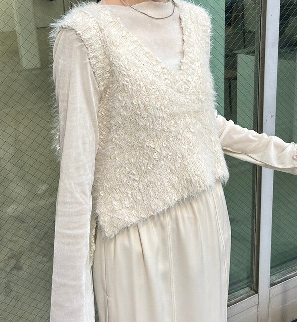  「ラメシャギーニットベスト」|ニット・セーター|