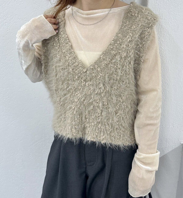  「ラメシャギーニットベスト」|ニット・セーター|