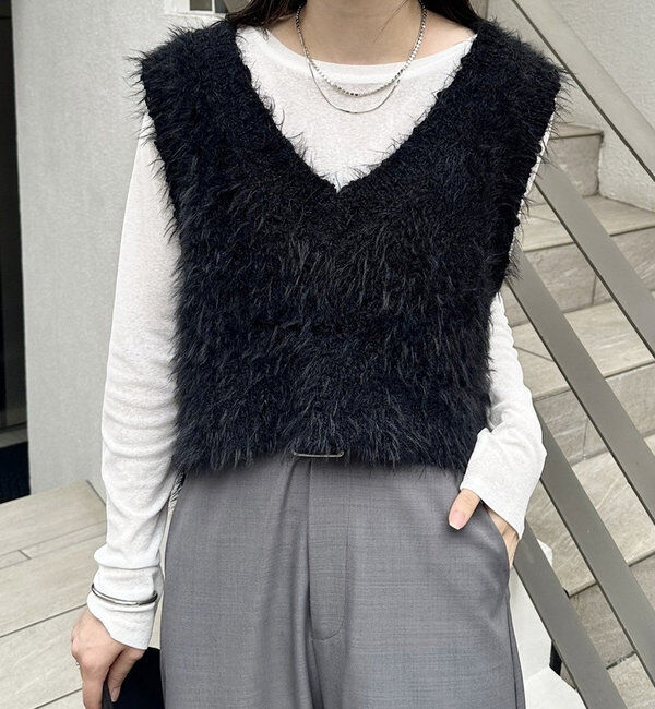  「ラメシャギーニットベスト」|ニット・セーター|